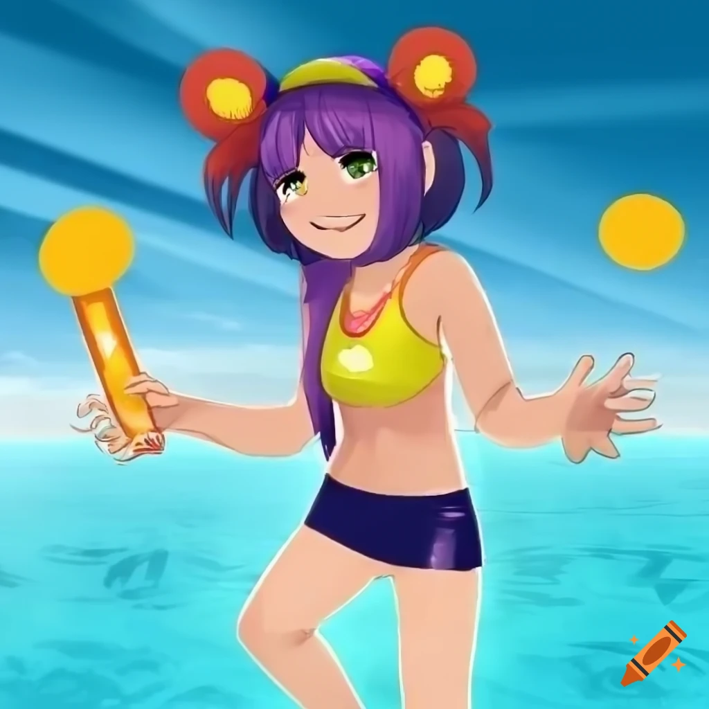 Waifu OC from Rhythm Heaven series at a pool party