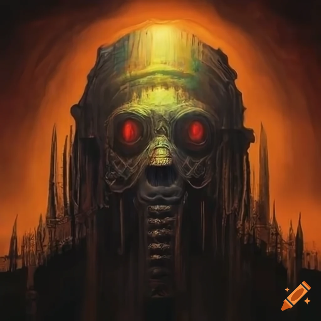 Artwork collaboration titled Secrets Of The Machine God by Beksinski