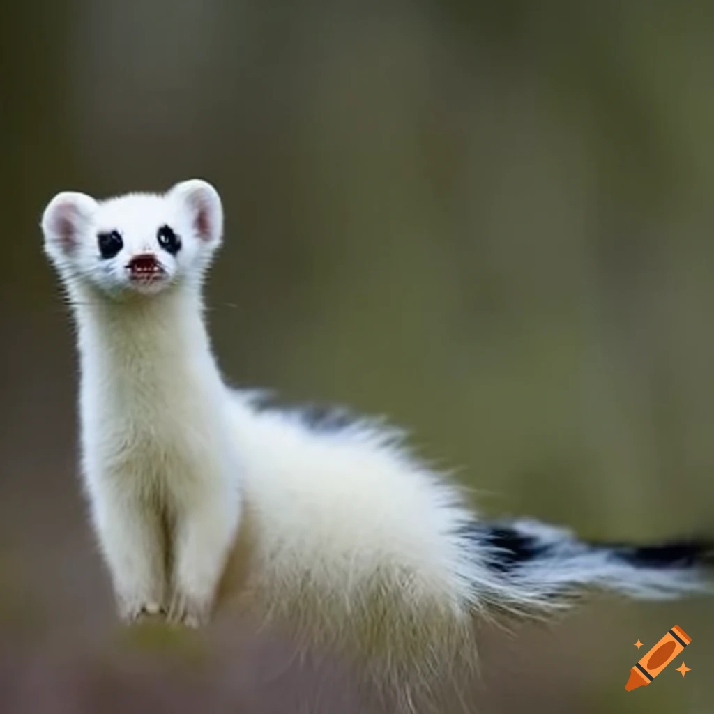 Rare ermine and skunk crossbreed in their natural habitat