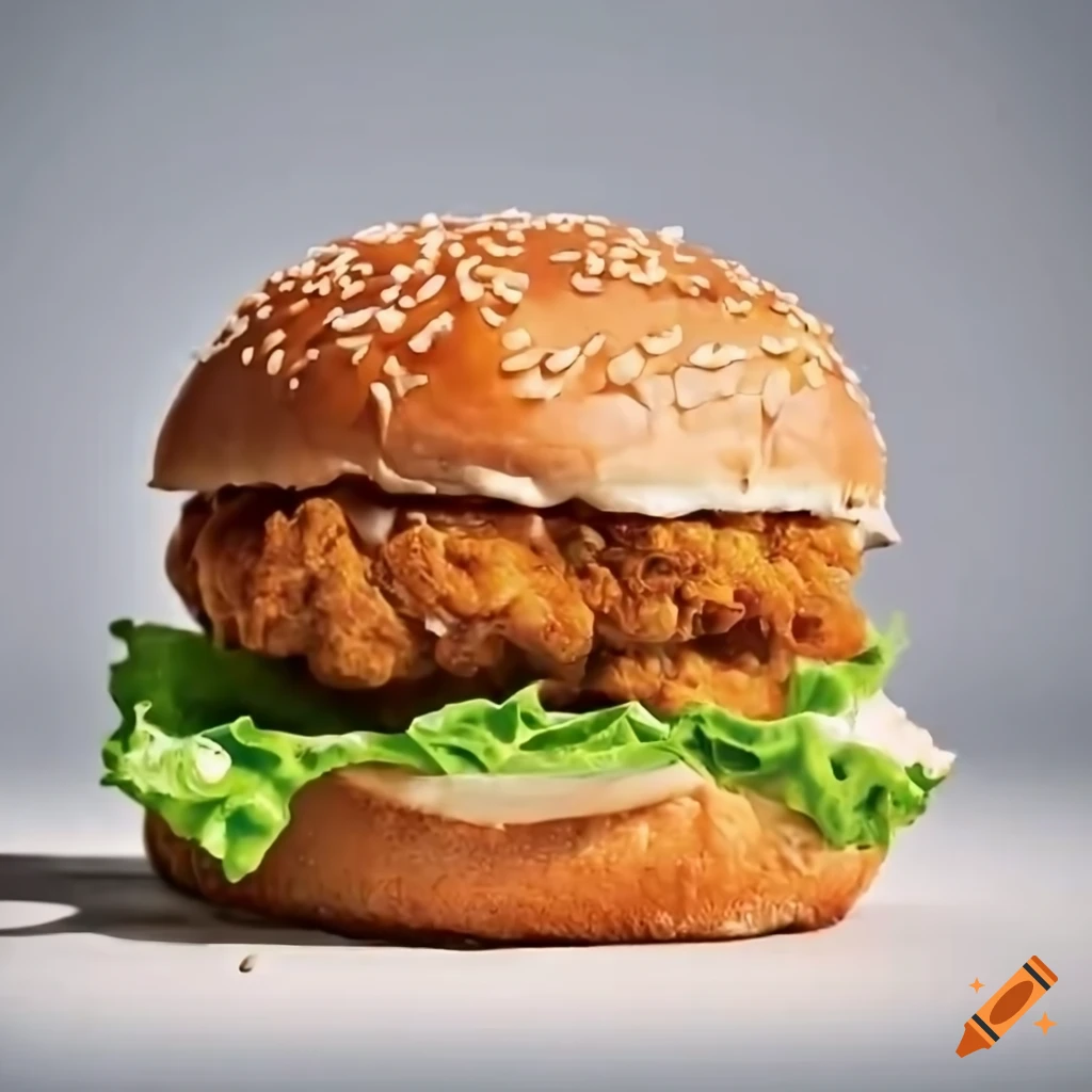 Fried chicken burger with mayo and lettuce