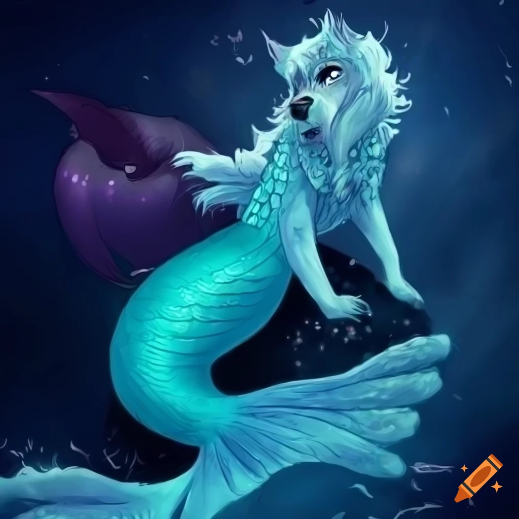 Canine fursona mermaid fantasy art