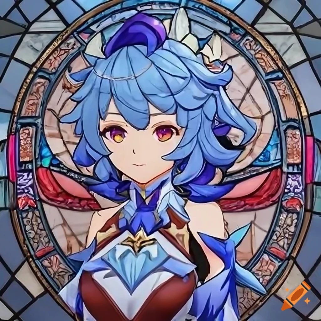 Ganyu from Genshin Impact in stained glass art style
