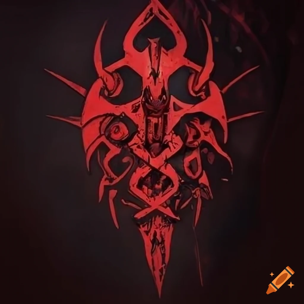Biomechanical Sigil of Azazel in darkest red and deepest black on Craiyon