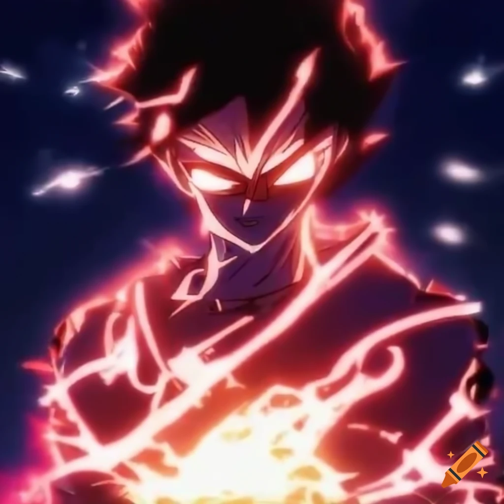 Anime character releasing powerful energy explosion