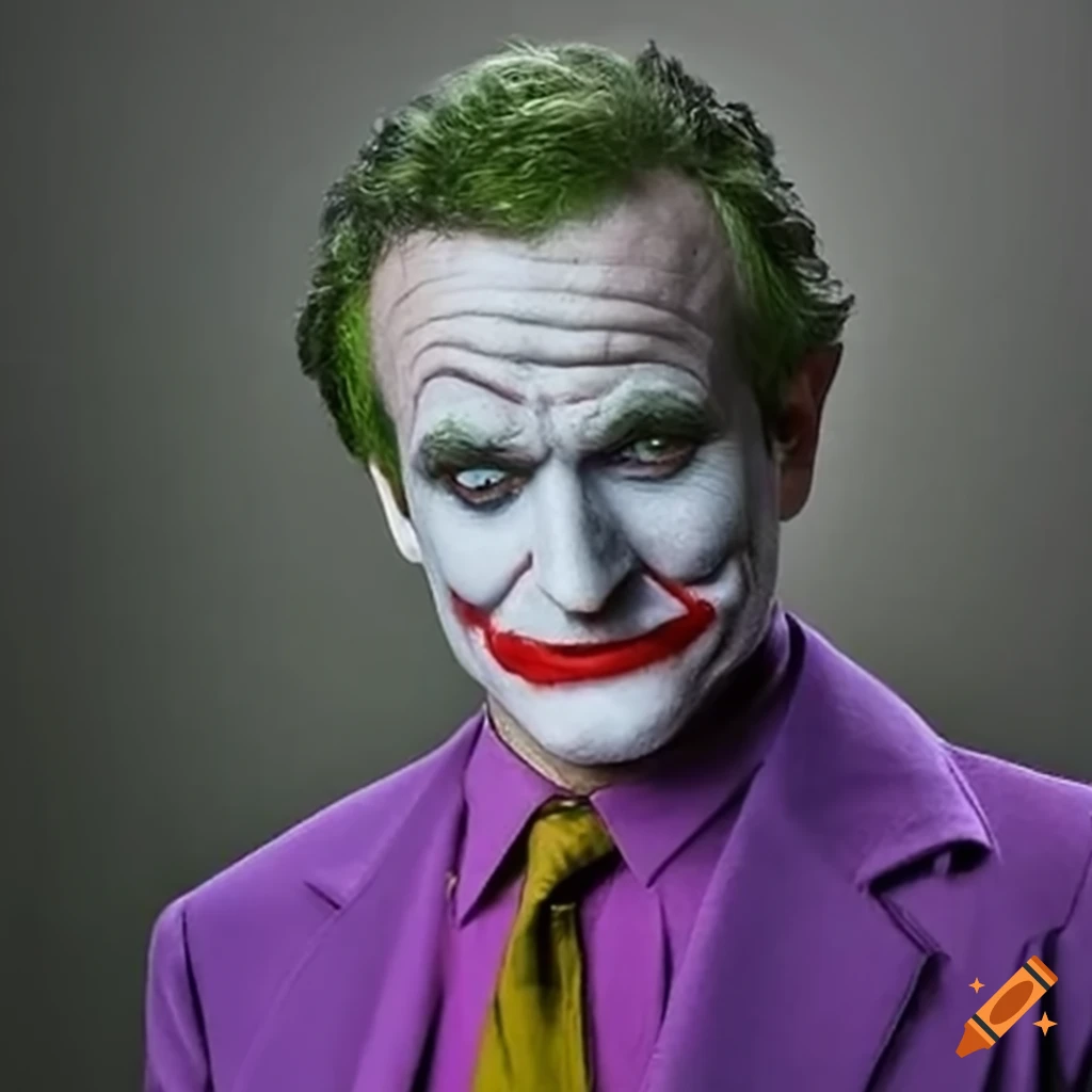 Robin Williams as Joker in a DC Comics 1980's style, inspired by Nicholson