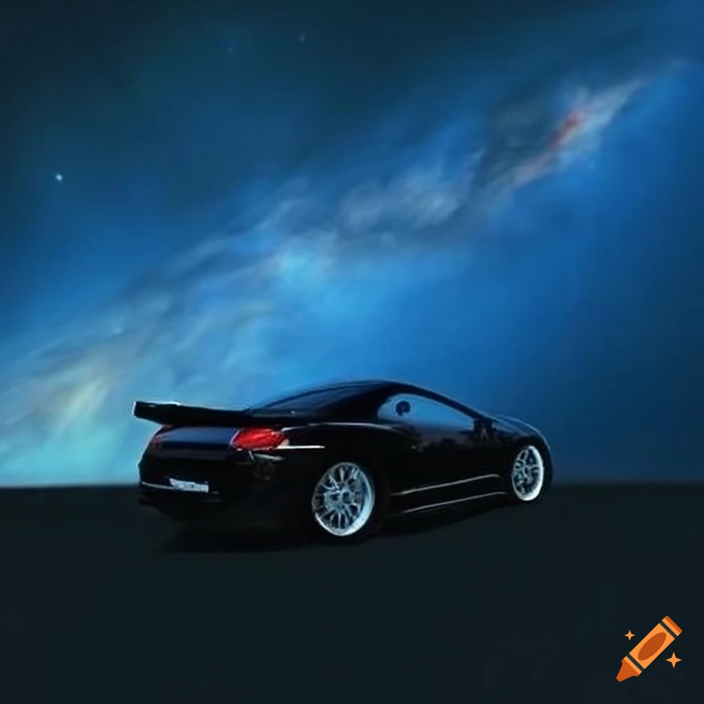 Black 2004 Mitsubishi Eclipse with spoiler and neon nitrous oxide canisters