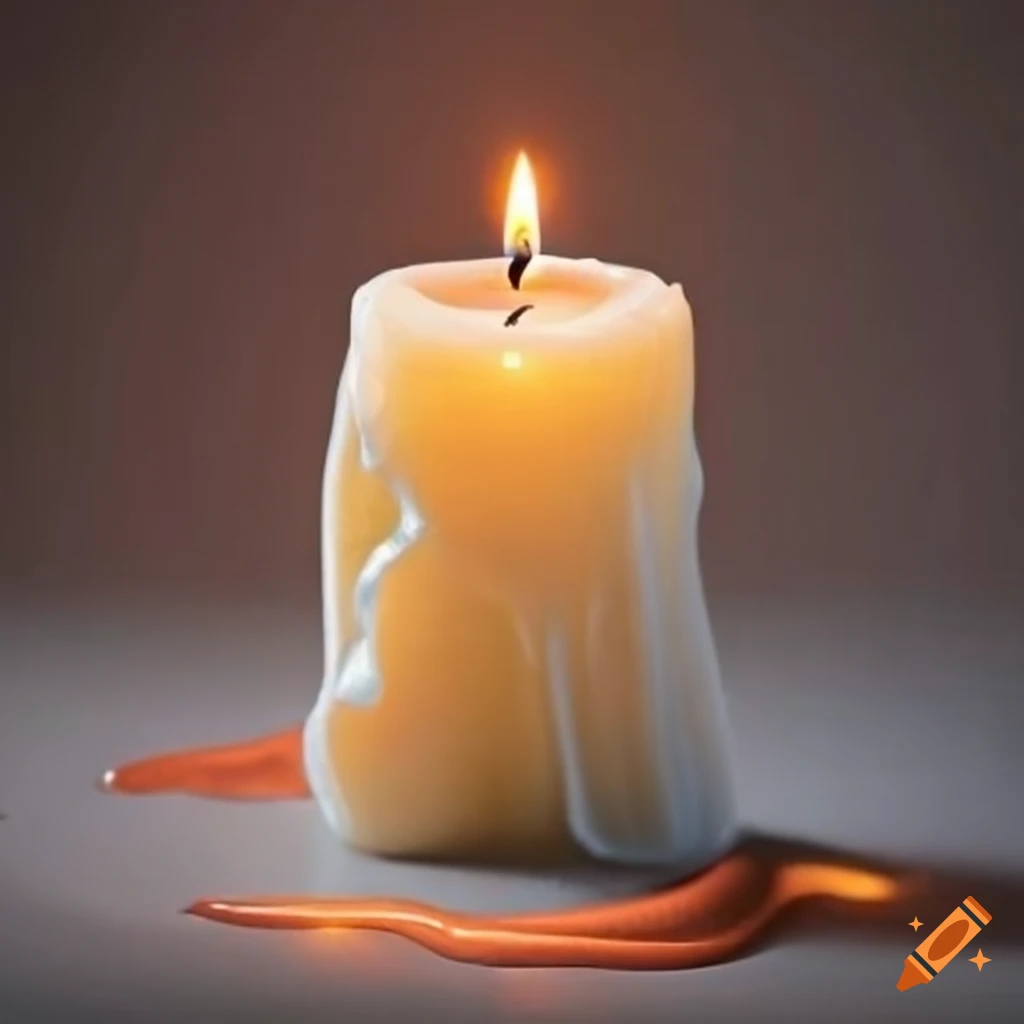 Intricate wax sculpture candle melting in warmth