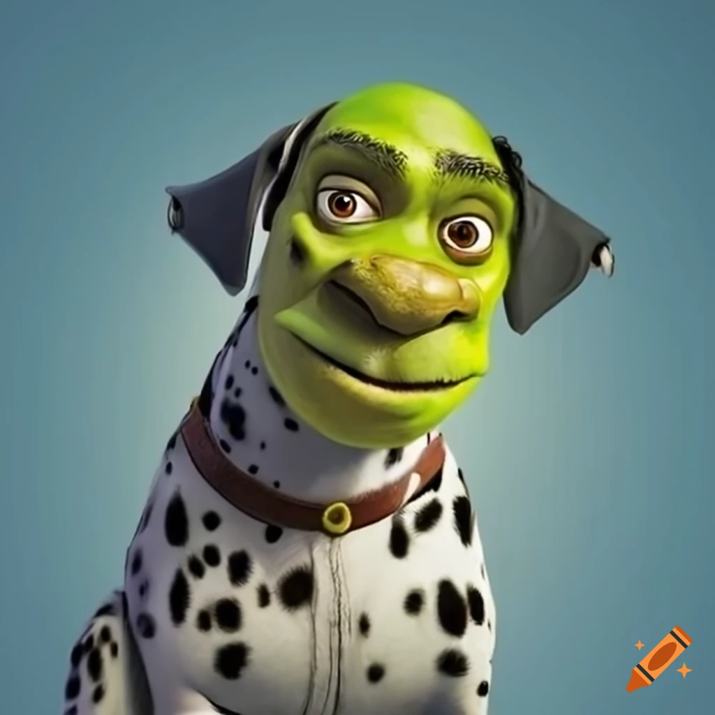 Shrek as a Dalmatian in a playful twist