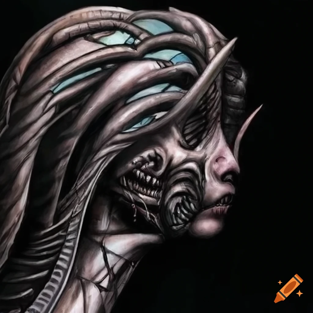 Biomechanical Anorexic Angel art by Giger