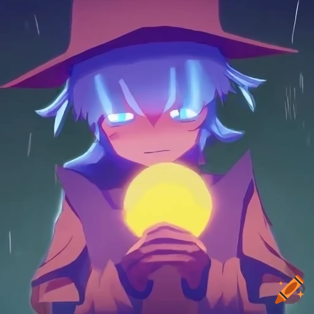 Video game protagonist Niko as a final boss with yellow electricity and energy ball, anime style
