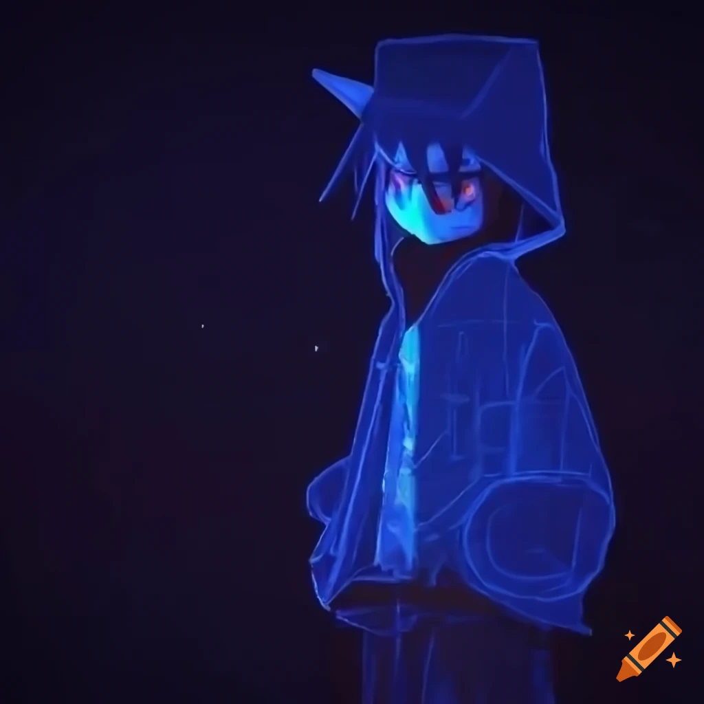 Anime art of OneShot's Niko investigating a graffitied industrial site in a wintery night
