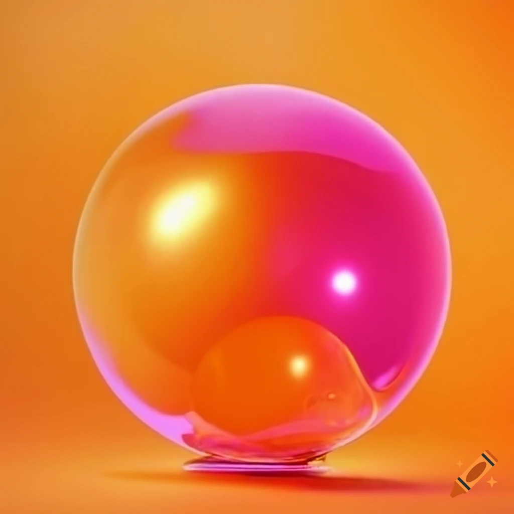 Pink and orange bubbles dancing in a whimsical world