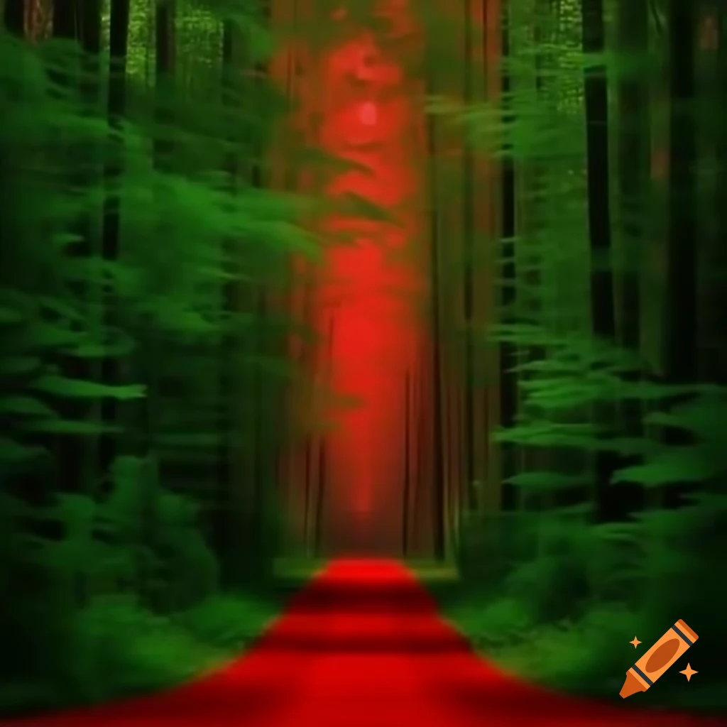 Vibrant red and green forest in high-definition