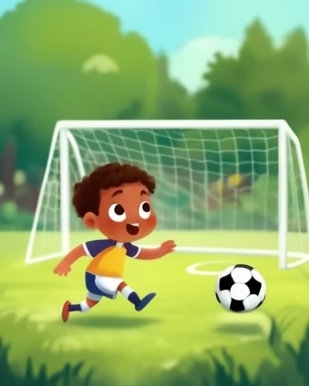 Little boy playing soccer