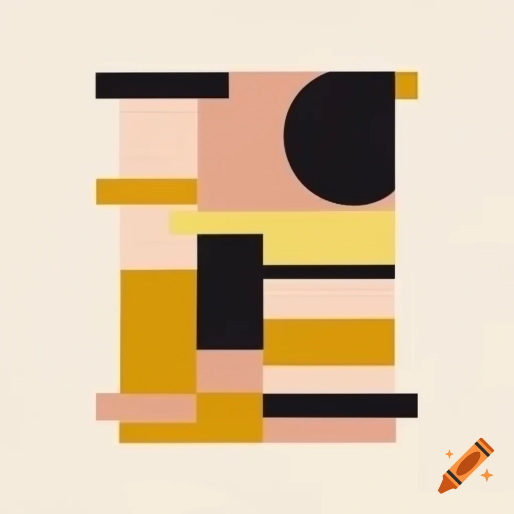 Mid Century Modern Art featuring patterns in peach, yellow, and black tones