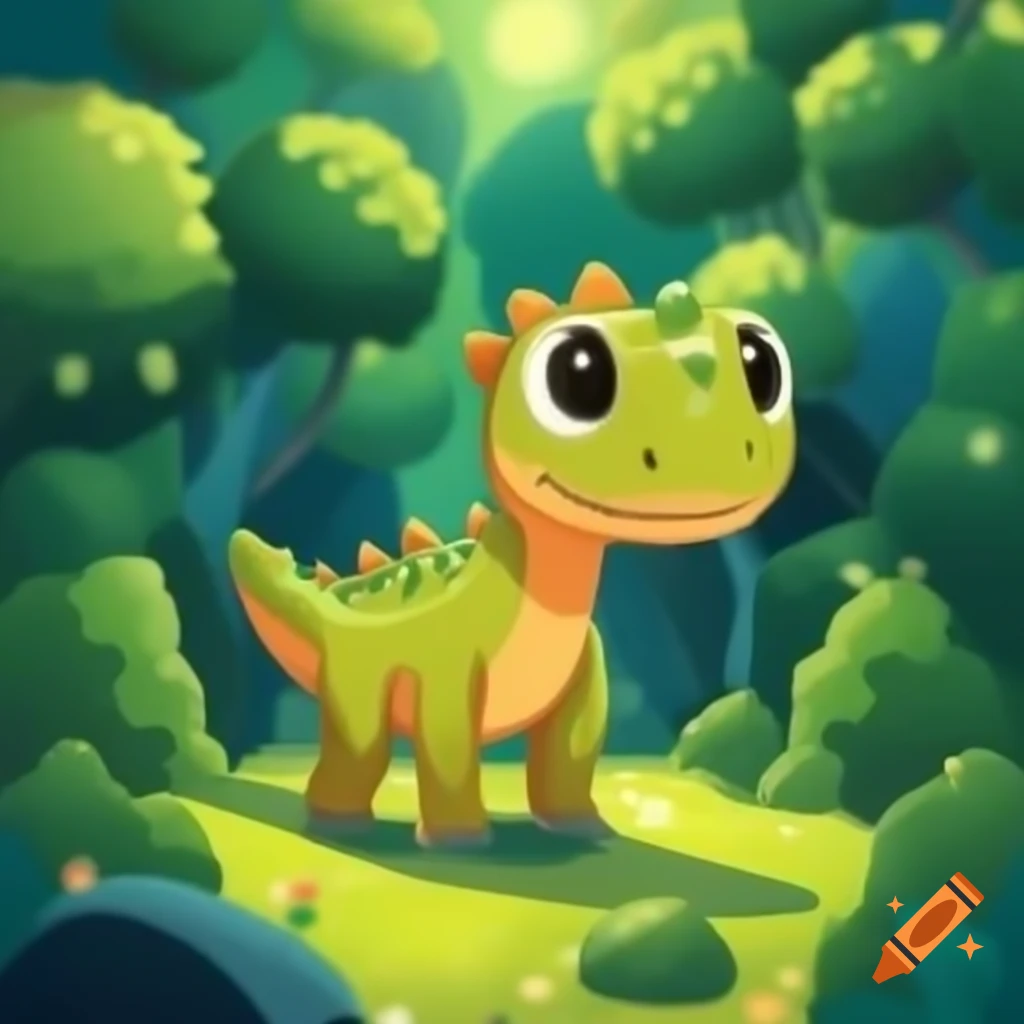 Children's dinosaur in a forest