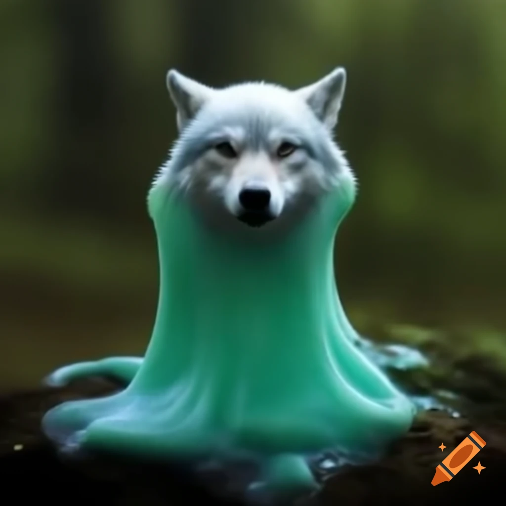 Wolf's head emerging from slime, creating an eerie visual