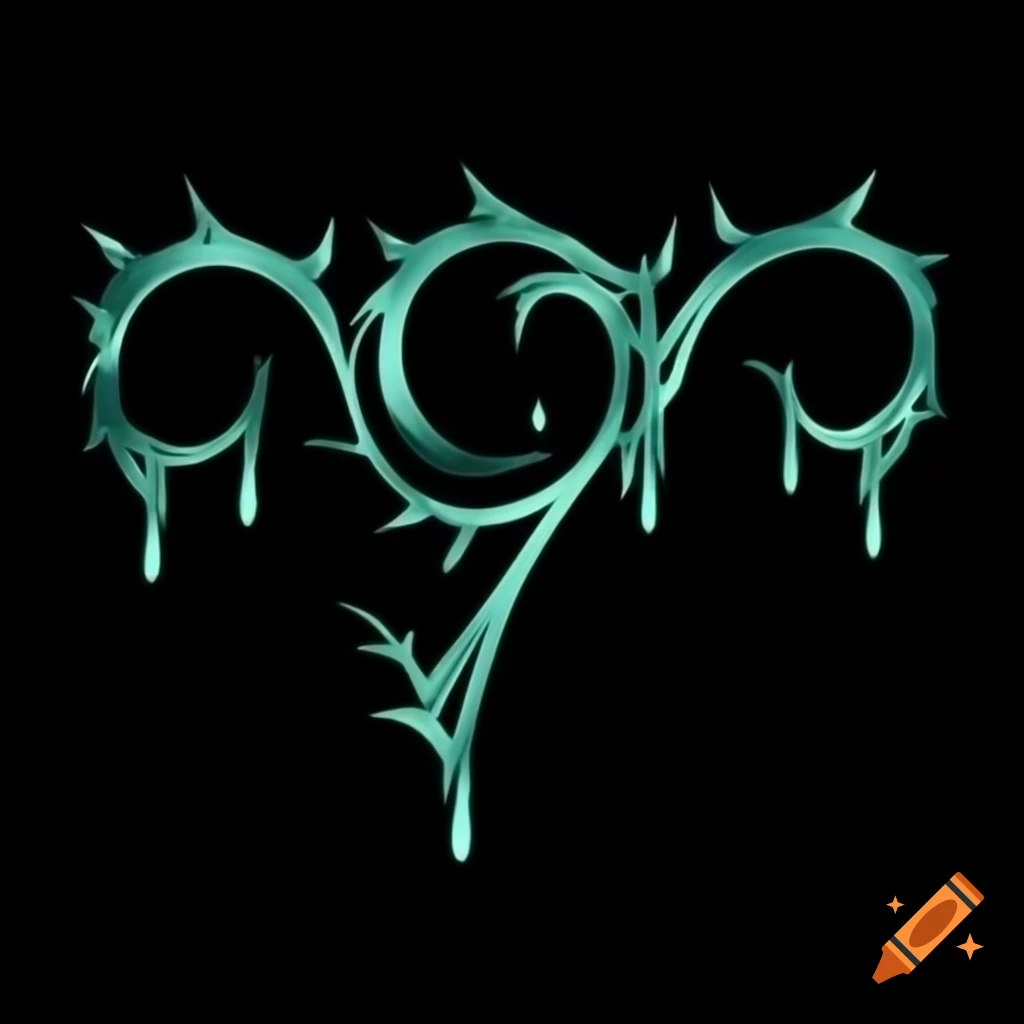 Elegant high fantasy design featuring ivy branches and typography in Yoshitaka Amano style
