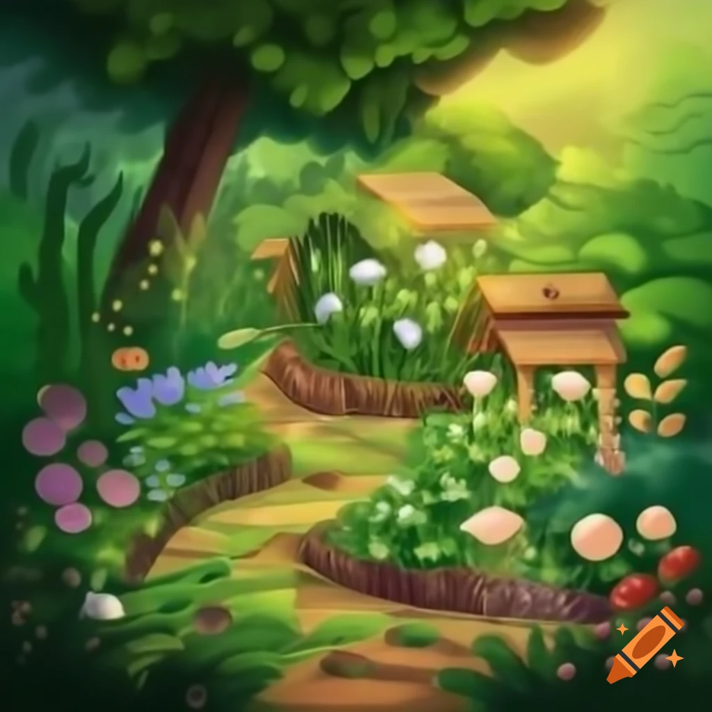 Romanticism art featuring a permaculture garden