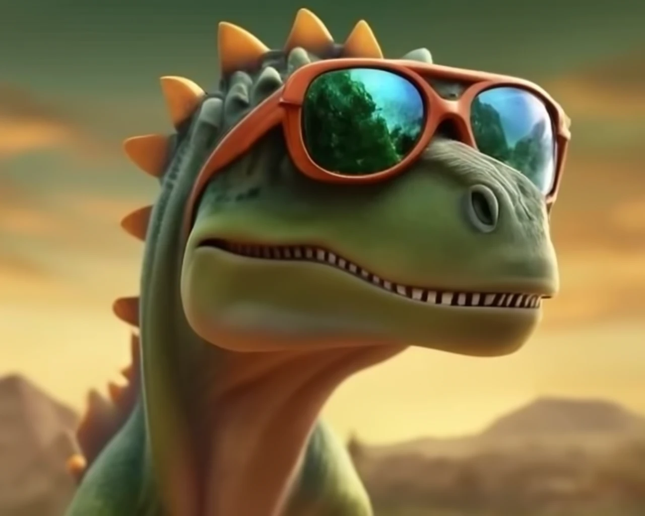 Dinosaur wearing sunglasses, cool style