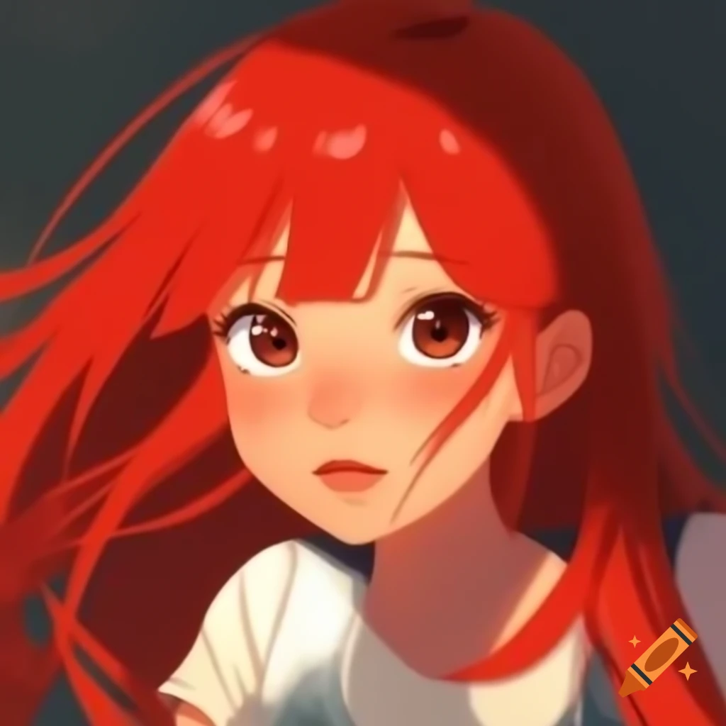Anime girl with striking red hair