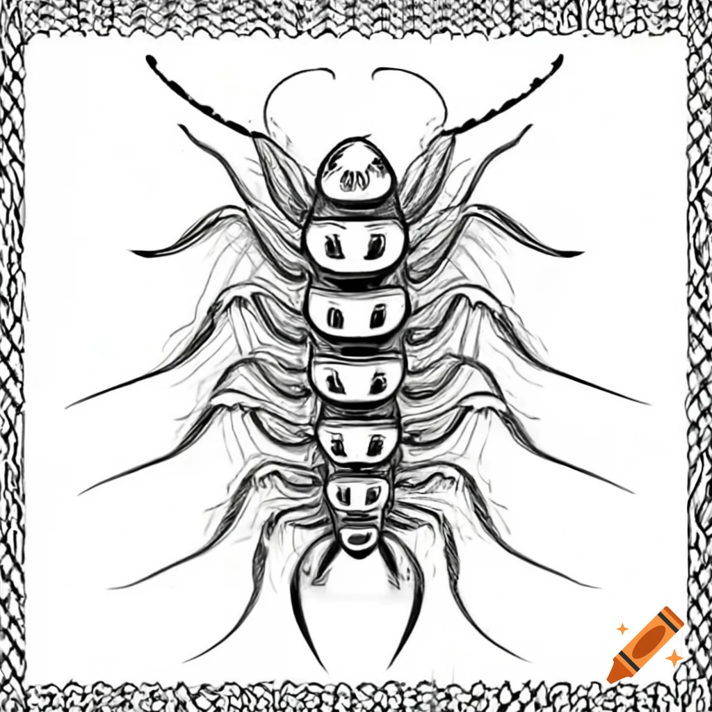 Centipede with human eyeballs tattoo in Junji Ito art style