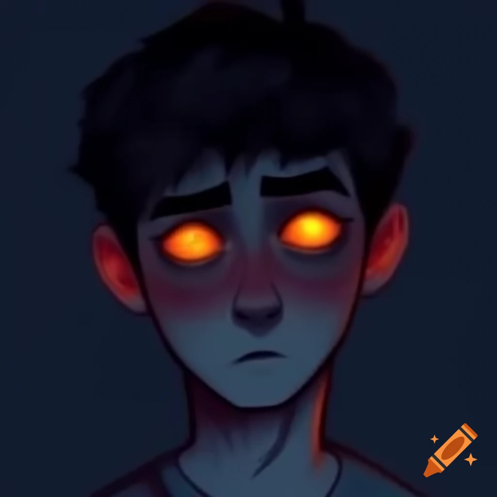 Mysterious man with glowing eyes gazing from a distance