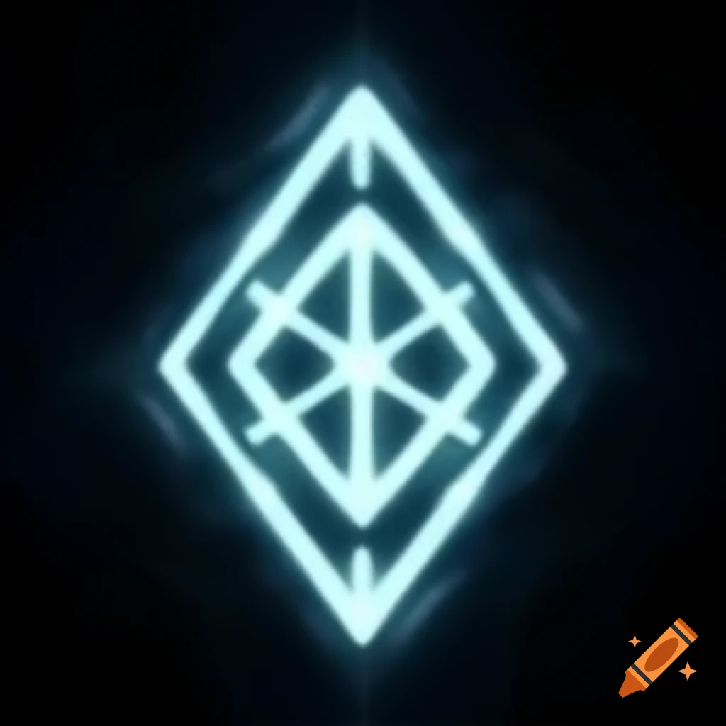 Glowing white rune with a distorted design