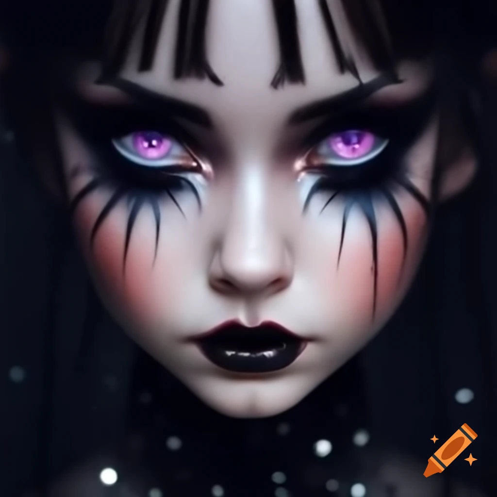 Goth individual with sparkling eyes