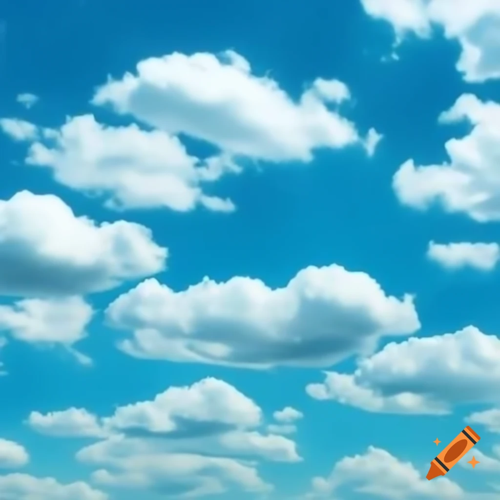 Fluffy clouds in a blue sky