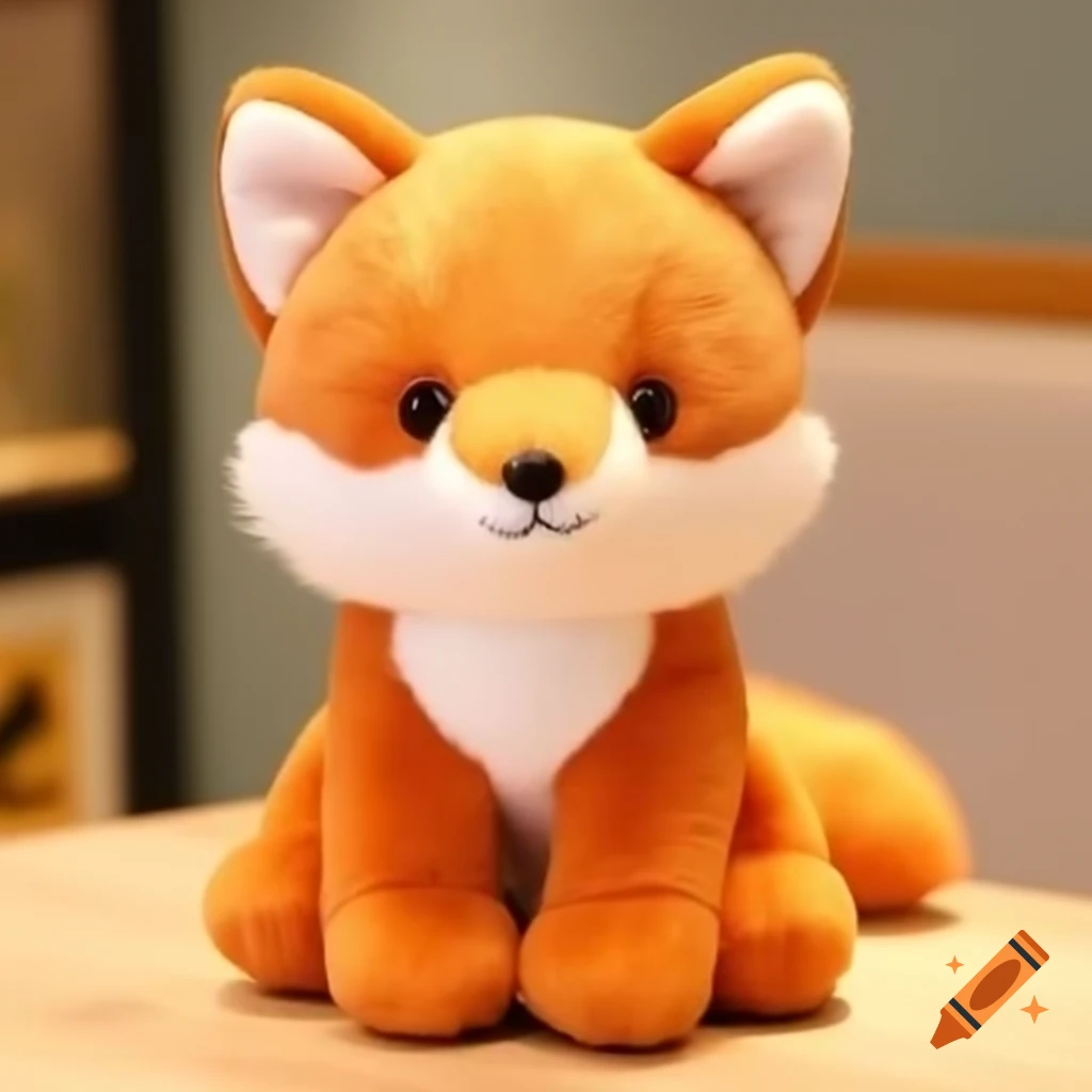 Fluffy cute brownish-orange coyote stuffed animal