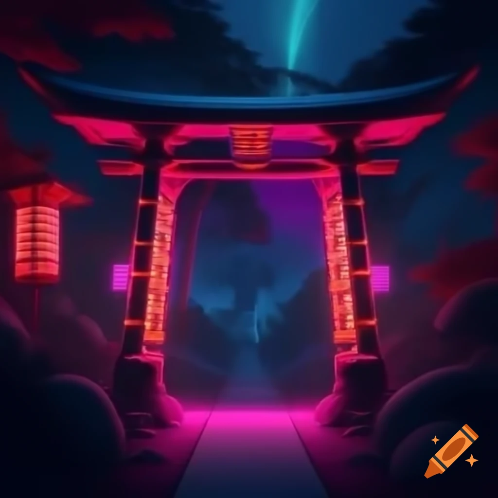 Neon representation of Buddhist and Shinto elements