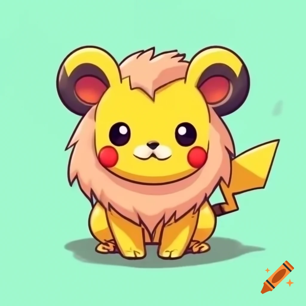 Cute lion character combined with Pikachu, bright and soft design