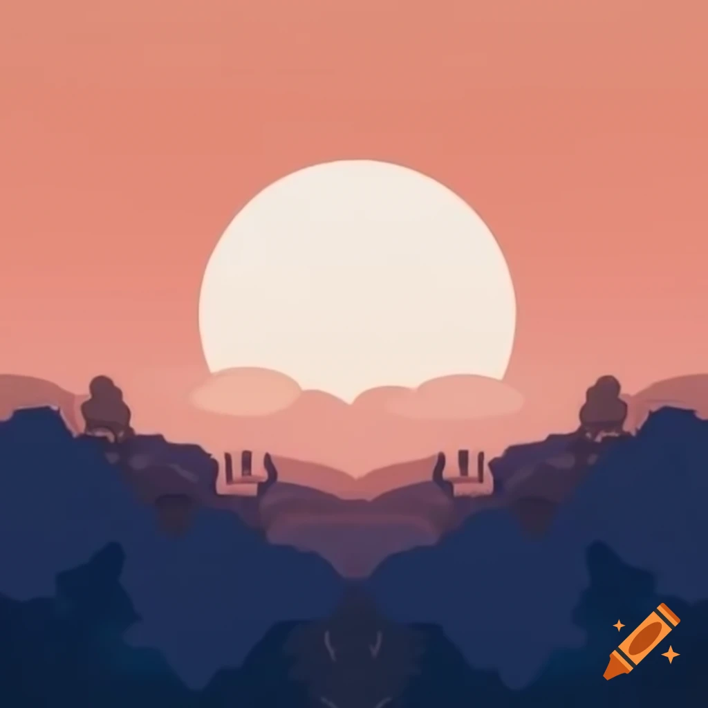 Lofi illustration of a calm sunrise in nature