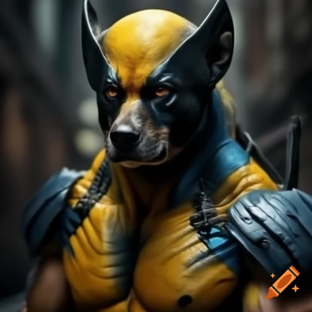 Realistic dog styled as Wolverine from DC comics