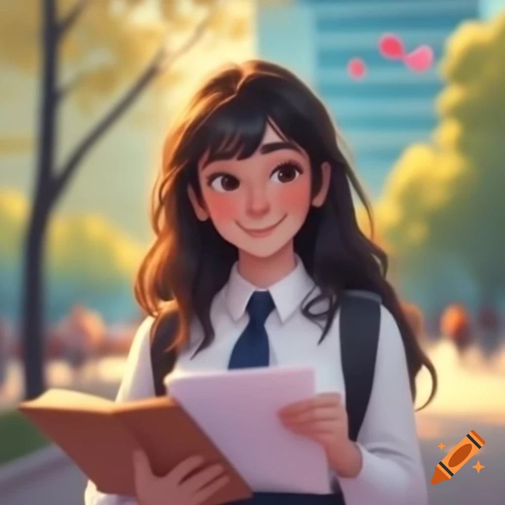 Friendly and cute university student character illustration