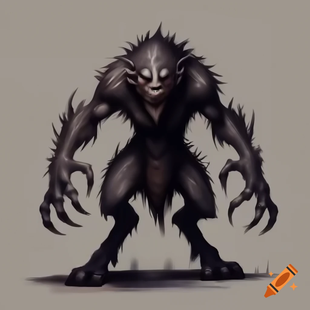 Highly detailed hand-painted werewolf in medieval style, front view