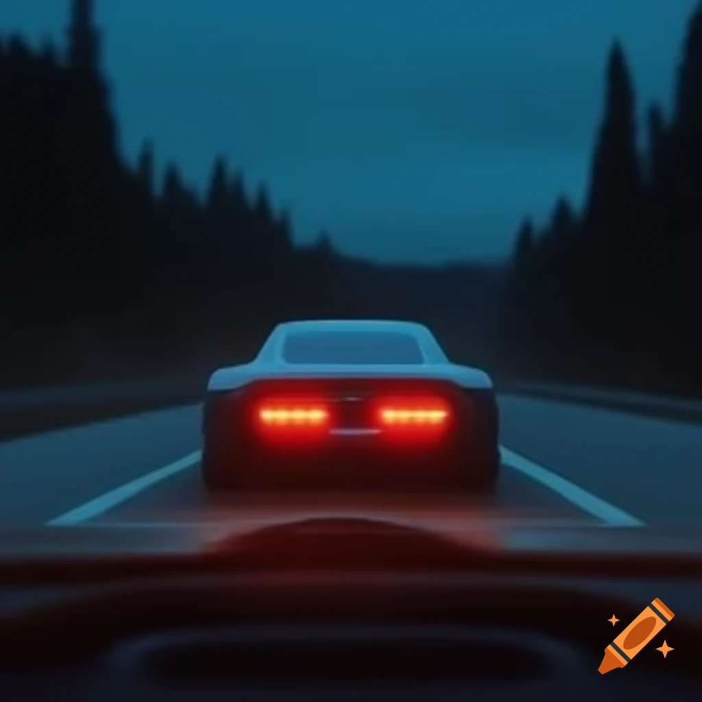 Futuristic car driving on road