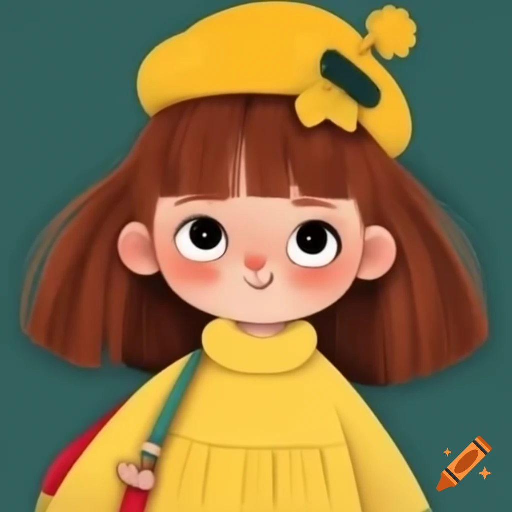 Girl in yellow outfit and hat in Paris
