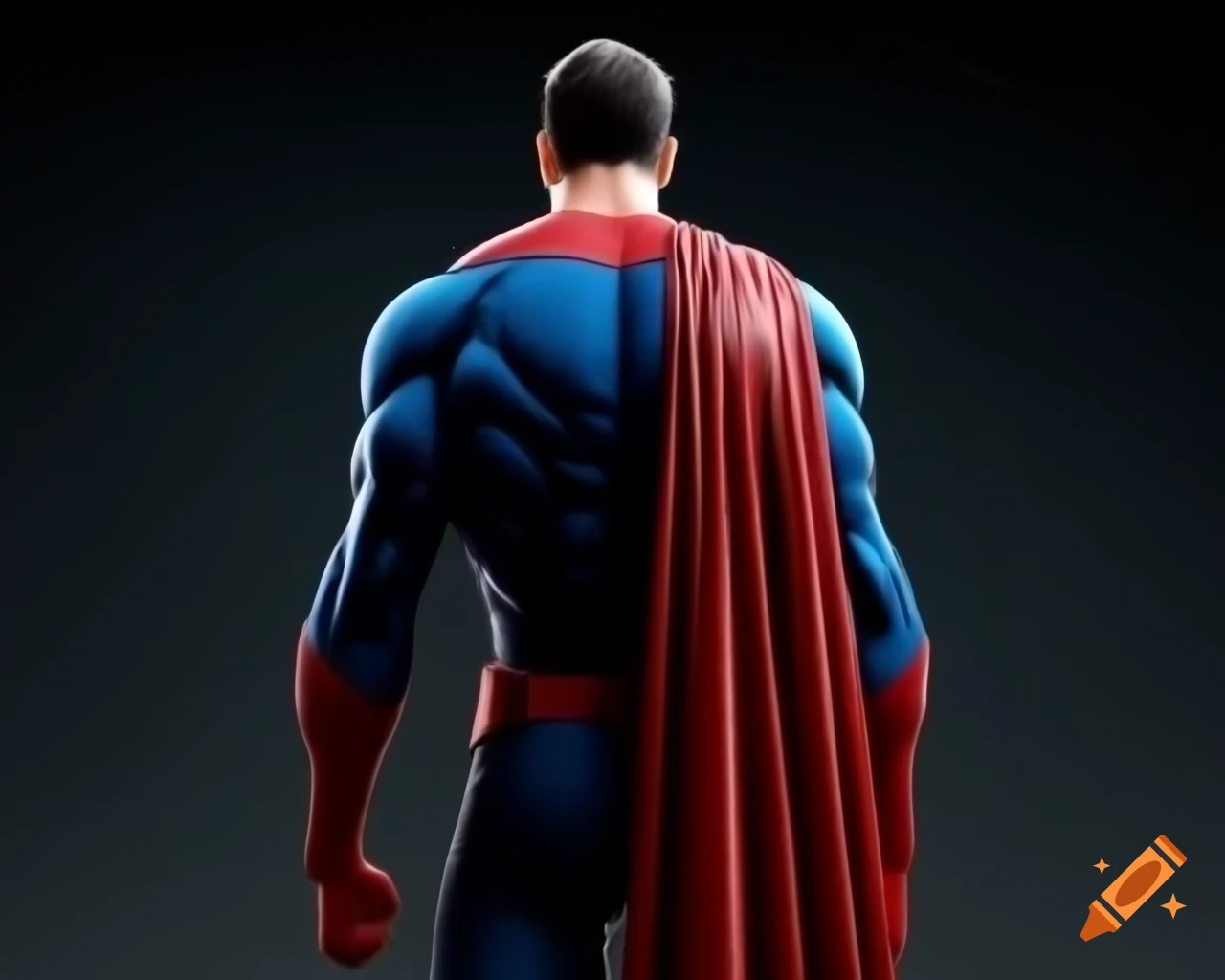 Back view of a superhero in a dynamic pose