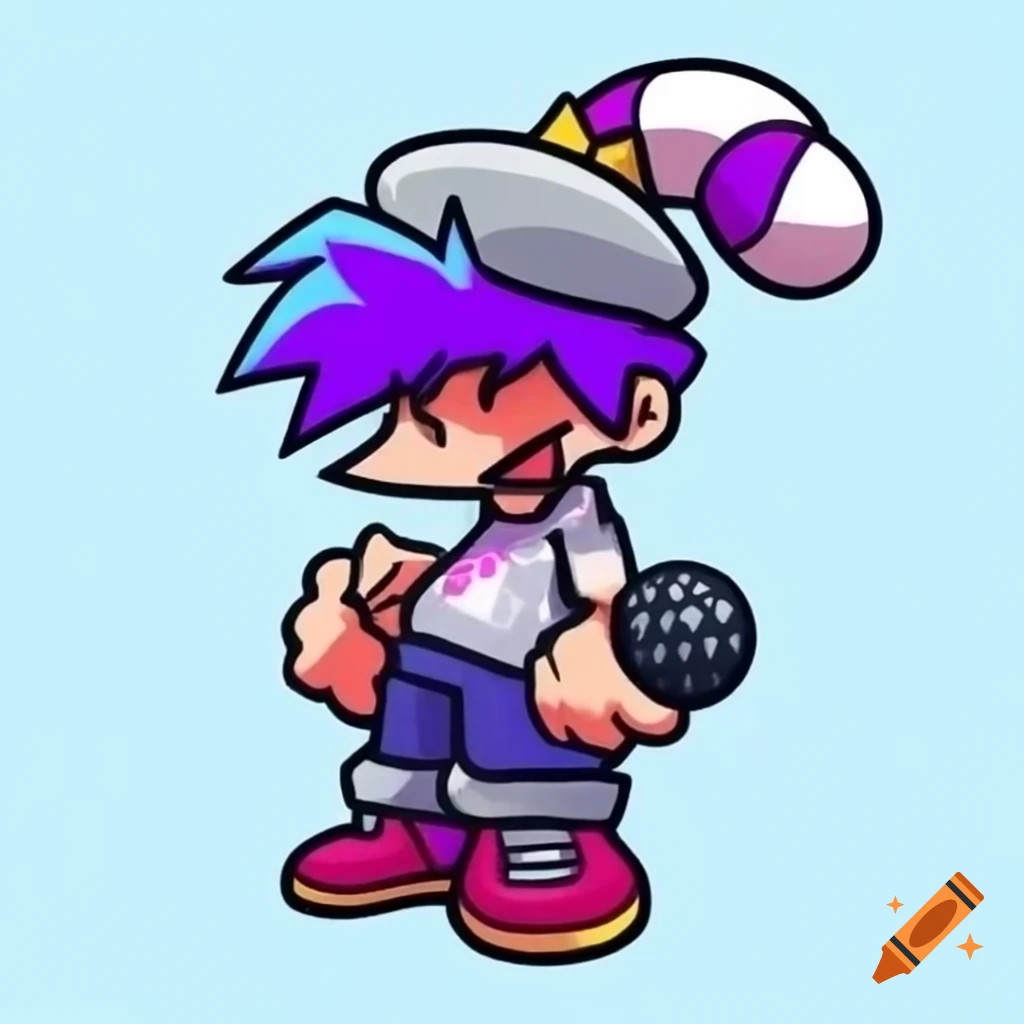 Character with gray captain hat and purple cat features in FNF style