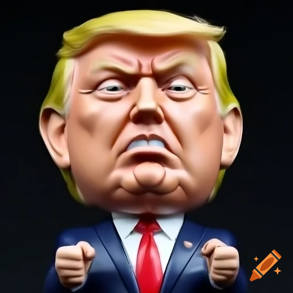 Satirical bobblehead of an angry figure with comedic elements