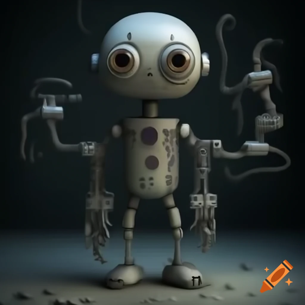 Humanoid character resembling a surgical robot