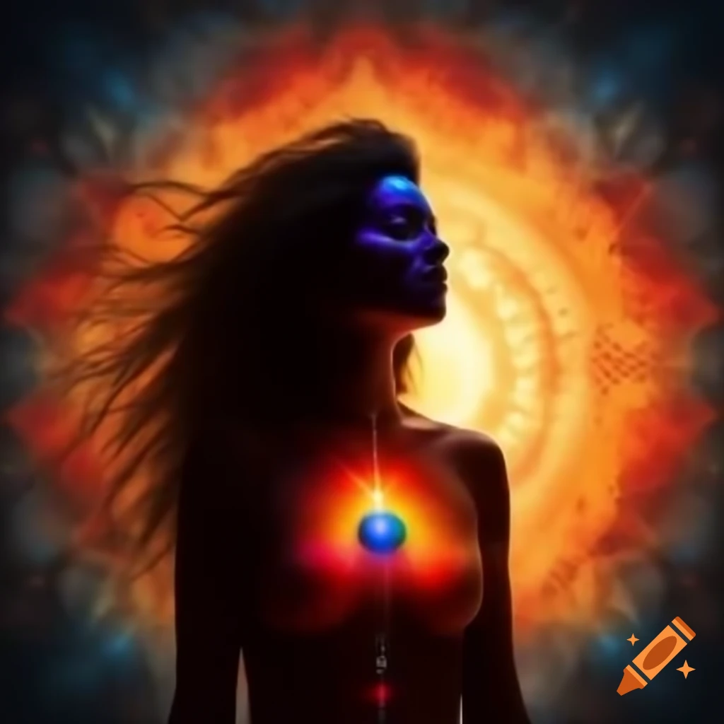 Chakra power theme with black background and vibrant gradients of purple, blue, and fuchsia