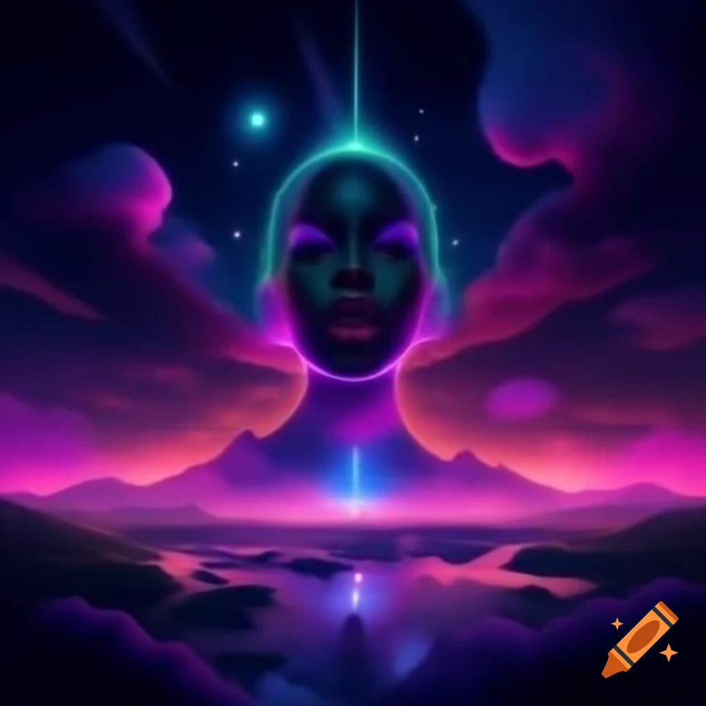 Ethereal and vibrant album cover blending surrealism and pop art styles