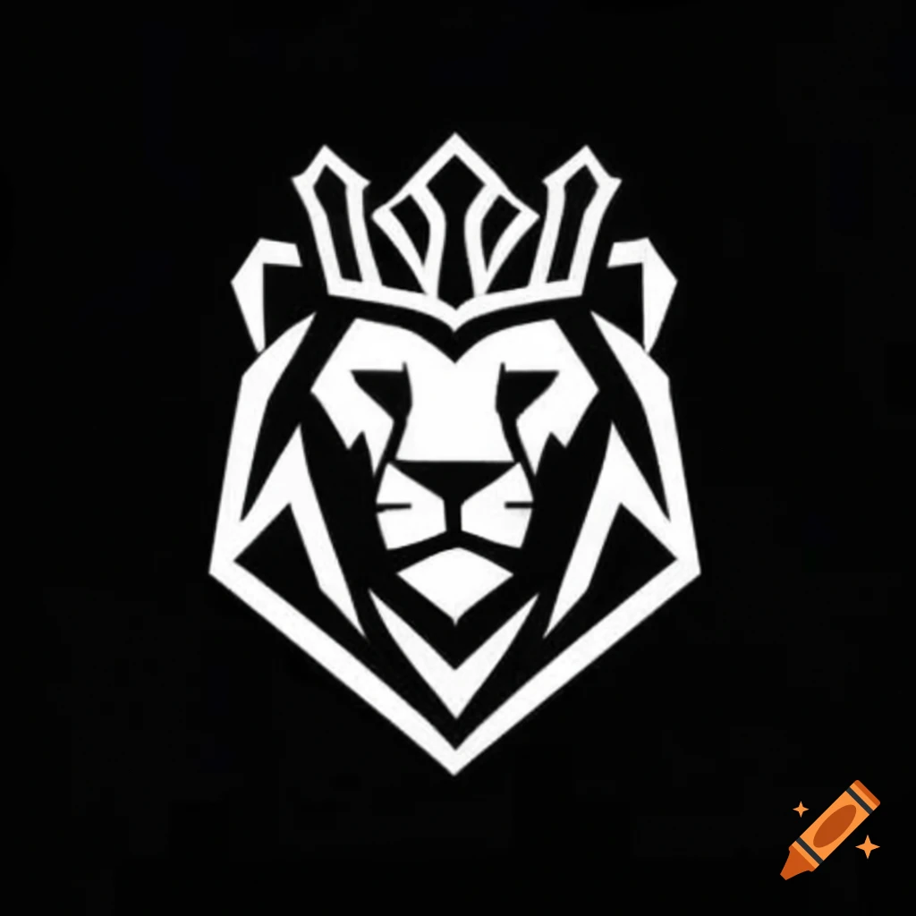 Modern geometric lion logo design with crown