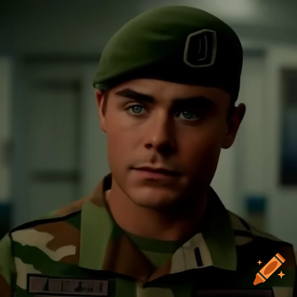 Zac Efron in army camo uniform