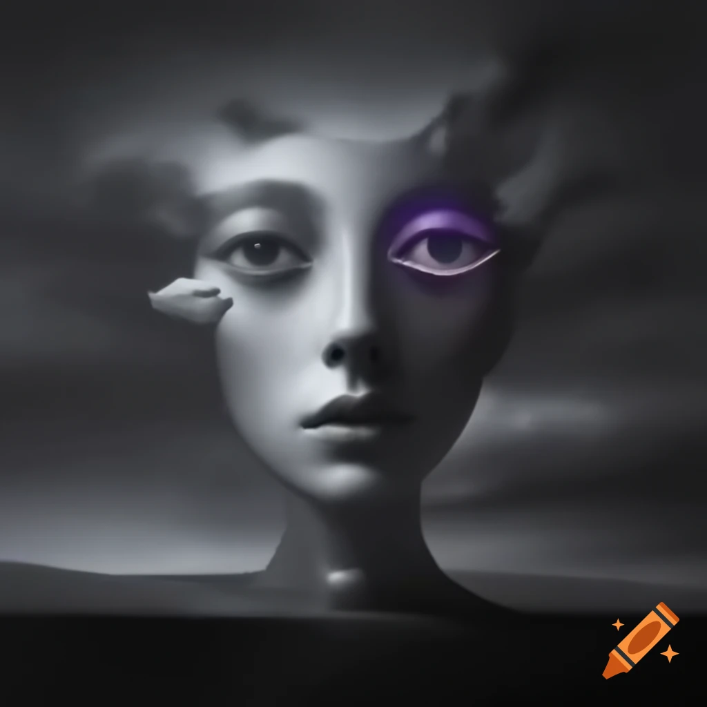 Surrealist monochrome artwork featuring a single color