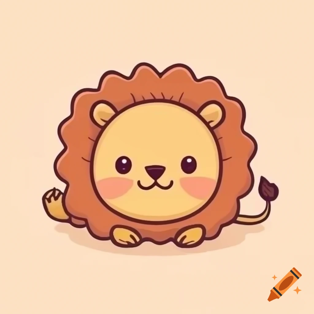 Cute lion lying in minimalistic vector style