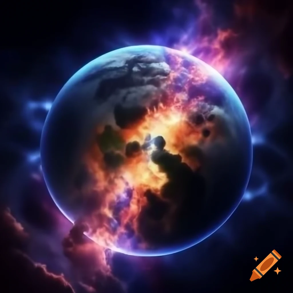 Dramatic depiction of a world-ending explosion